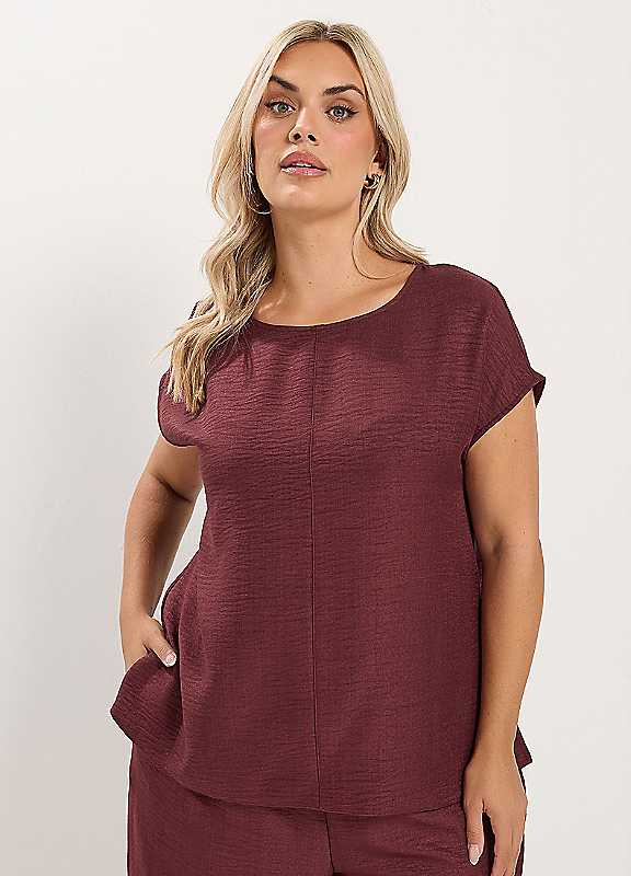 Yours Women's Seam Detail Top in Red | Size: 20 - Image 6