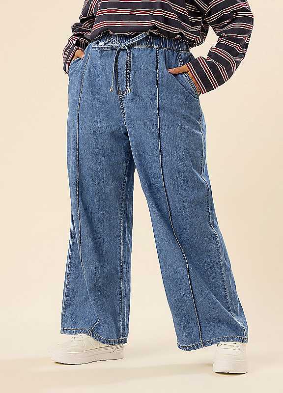 Yours Women's Blue Front Seam Wide Leg Jeans In | Size: 20 - Image 7