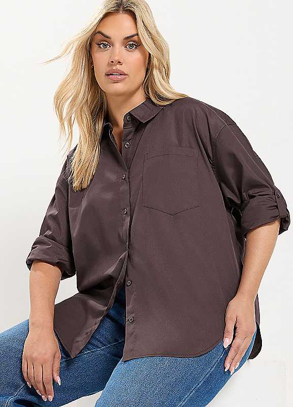 Yours Women's Brown Button Through Shirt In | : 26/28 - Image 6