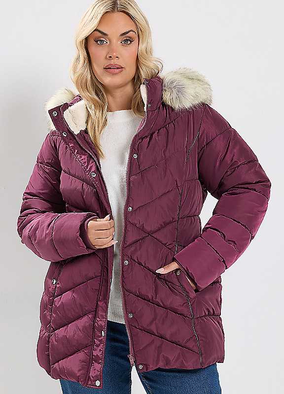 Yours Women's Red Curve Short Padded Coat