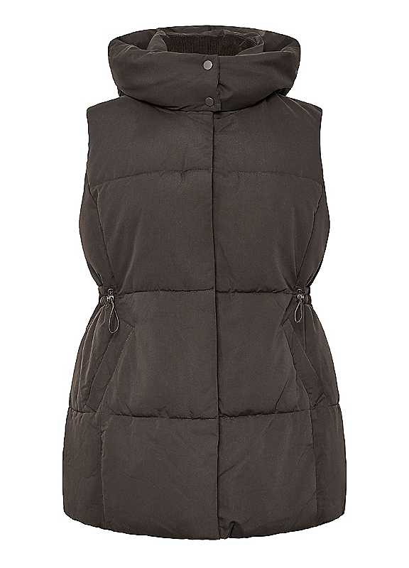 Yours Women's Chocolate Short Padded Gilet In Size 16 - Image 6