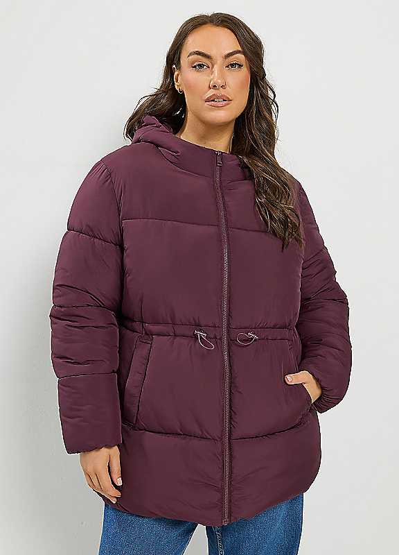 Yours Women's Red Curve Short Padded Jacket