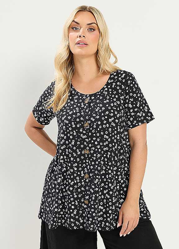 Yours Women's Short Sleeve Swing T-Shirt in Black | Size: 22-24 - Image 6