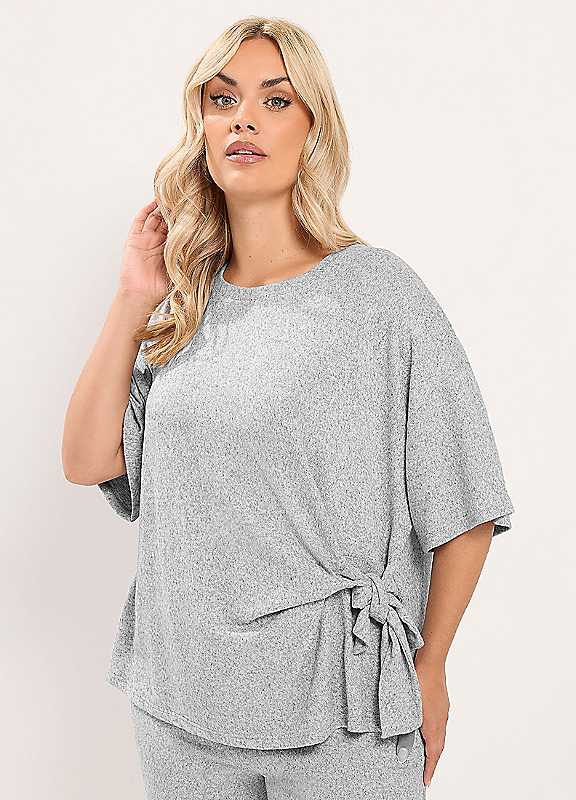 Yours Women's Light Grey Side Knot Top In | Size: 26-28 - Image 6