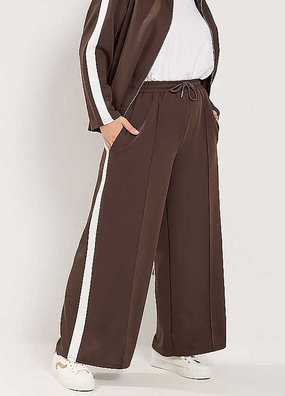 Yours Women's Chocolate Side Stripe Joggers In | Size: 22/24 - Image 3