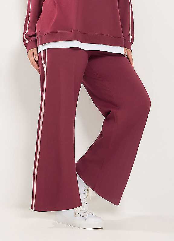 Yours Curve Side Stripe Wide Leg Joggers - Women's - Plus Size Curve - Image 7