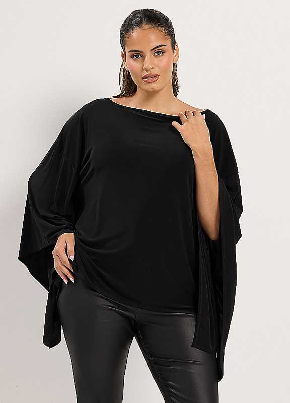 Yours Women's Black Slash Neck Cape Top In | : Size 16 - Image 2