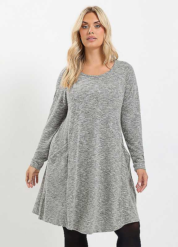 Yours Women's Soft Touch Pocket Swing Dress in Grey | Size: 16 - Image 2