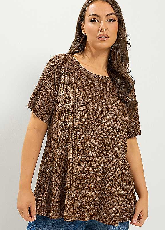 Yours Women's Soft Short Sleeve Touch T-Shirt in Brown | Size: 22-24 - Image 6