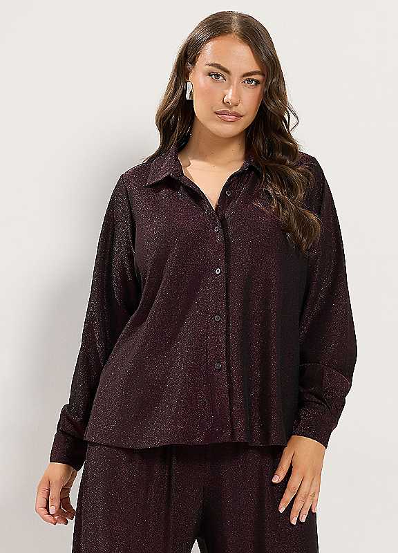 Yours Women's Purple Sparkle Shirt In Size 26-28 - Image 6