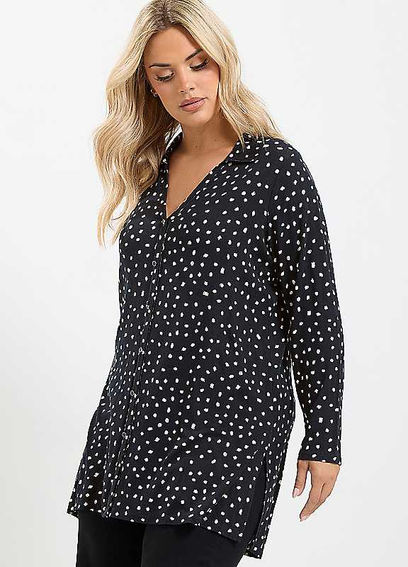Yours Women's Black Spot Jersey Shirt In | Size: 26/28 - Image 6