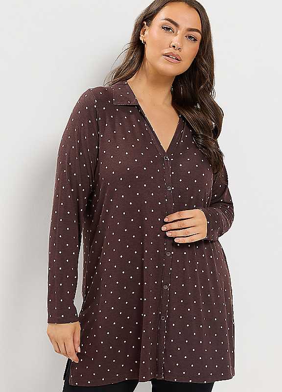 Yours Women's Brown Spot Jersey Shirt In | Size: 20 - Image 7