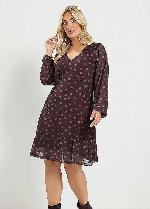 Yours Women's Purple Spot Mesh Dress In | Size: 12 - Image 2