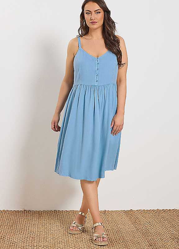 Yours Women's Light Blue Strappy Midi Sundress In | : 30/32 - Image 4