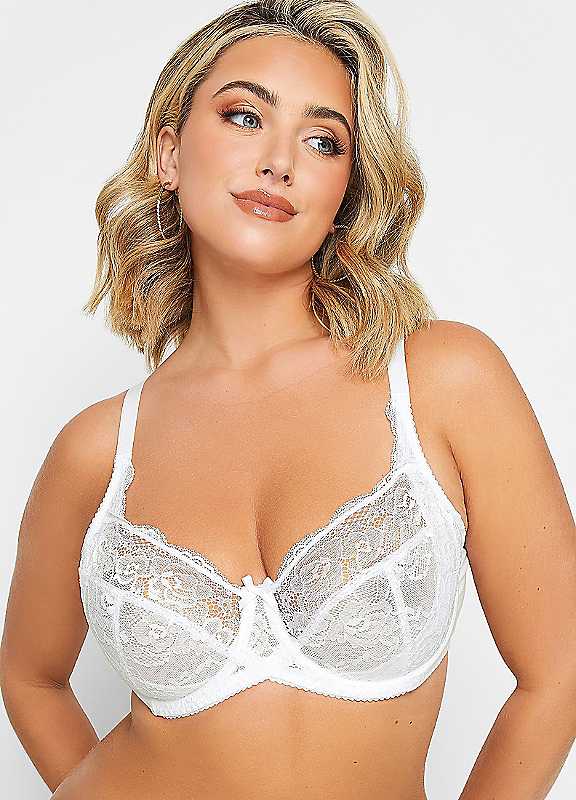 Yours Women's White Stretch Lace Non-Padded Underwired Bra In 42F - Image 2