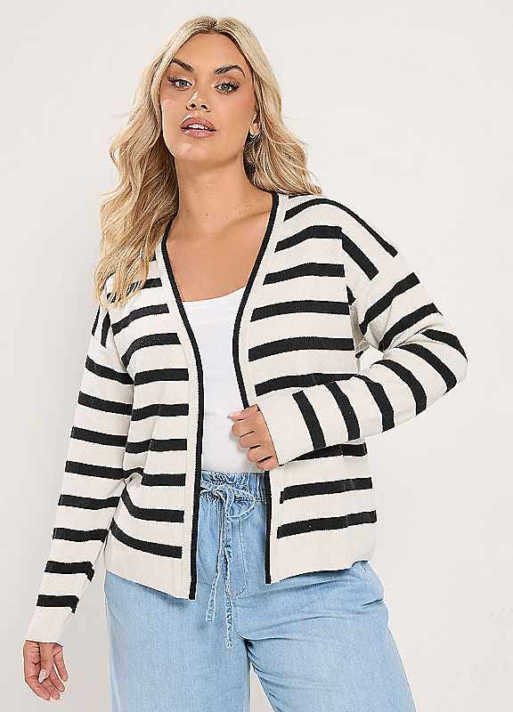 Yours Women's Cream Stripe Cardigan In Size 22-24 - Image 6