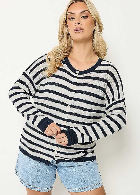Yours Women's Multicolor Stripe Knitted Cardigan | Size: 26/28 - Image 6