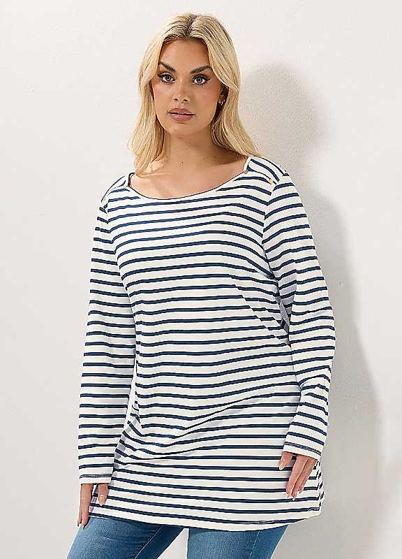 Yours Women's Multicolor Stripe Long Sleeve T-Shirt | : 30/32 - Image 2