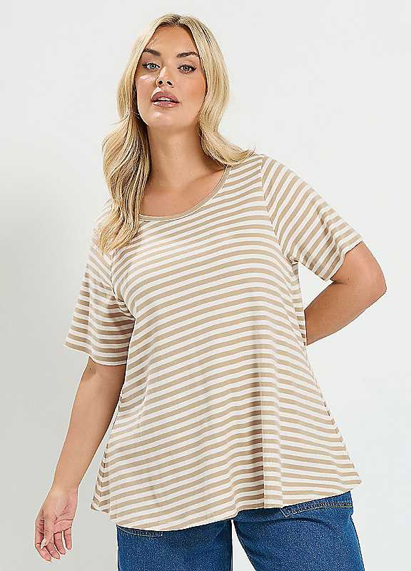 Yours Curve Natural Brown Stripe Top - Women's - Plus Size Curve - Image 7