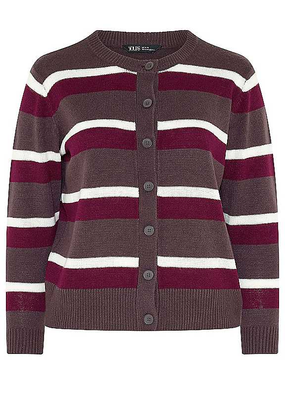 Yours Curve Women's Brown Stripe Cardigan - Image 7