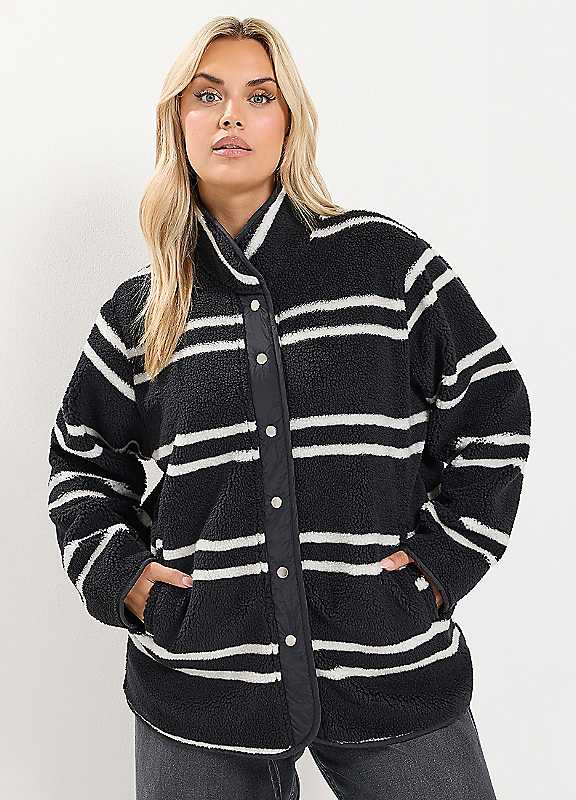 Yours Women's Black Stripe Placket Fleece In | Size: 16 - Image 6