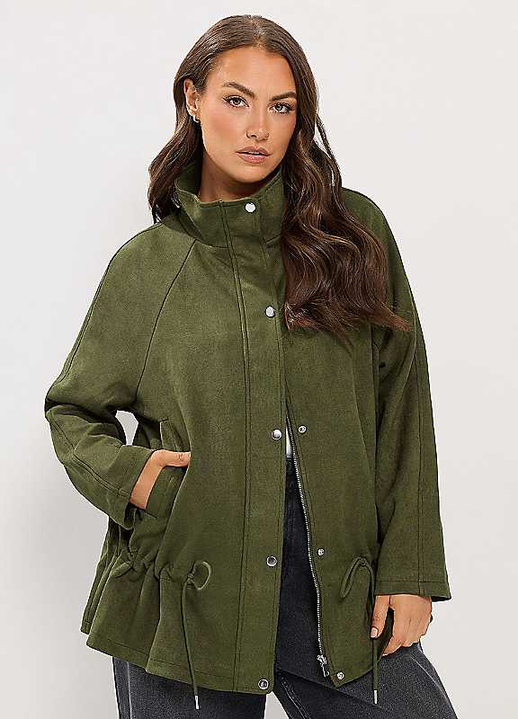 Yours Women's Green Curve Suedette Draw Cord Jacket