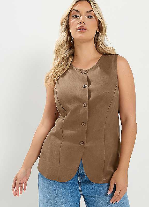 Yours Women's Brown Suedette Waistcoat In | Size: 20 - Image 2