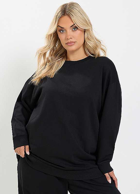 Yours Women's Black Curve Sweatshirt Barrel Jogger Set
