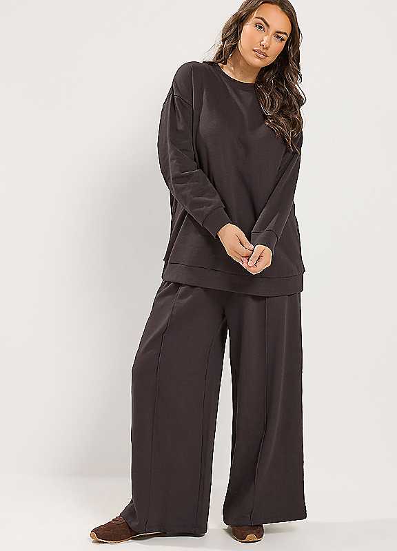 Yours Women's Brown Curve Sweatshirt Jogger Co-Ord Set