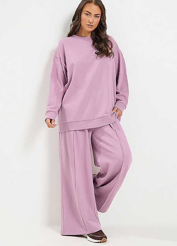 Yours Women's Light Pink Sweatshirt & Jogger Set In | Size: 30/32R - Image 7