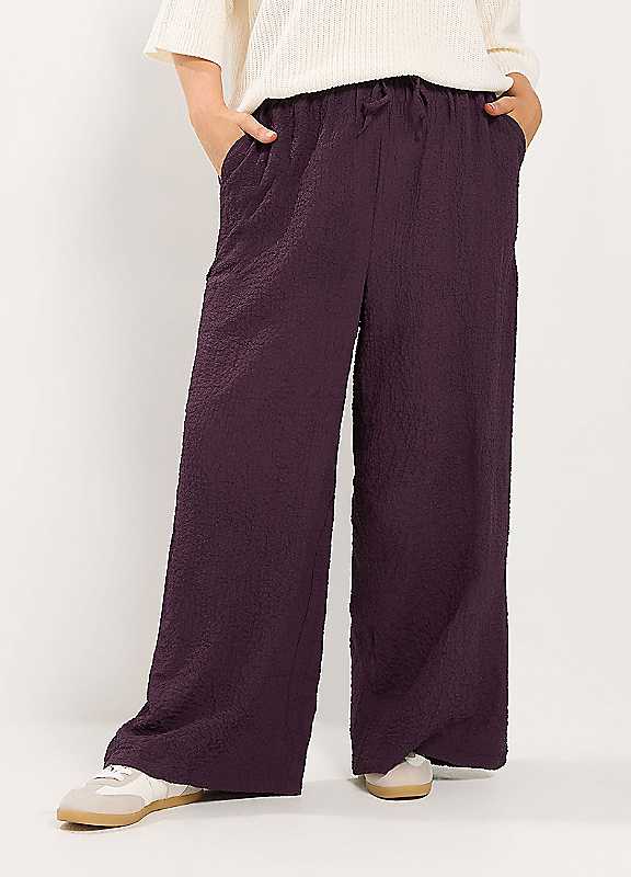 Yours Women's Chocolate Texture Wide Leg Trousers In 16R - Image 2