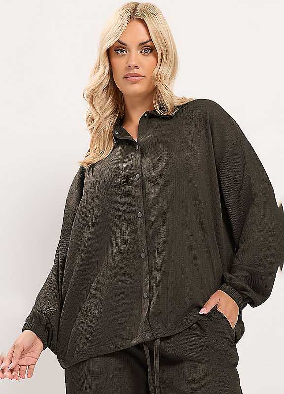 Yours Women's Collared Textured Jacket in Chocolate | Size: 30-32 - Image 3