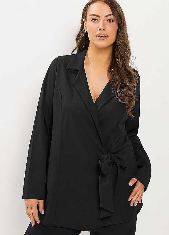 Yours Women's Black Curve Tie Detail Blazer