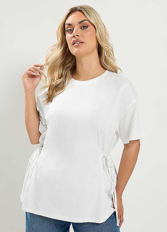 Yours Women's White Tie Front T-Shirt In | Size: 18 - Image 6