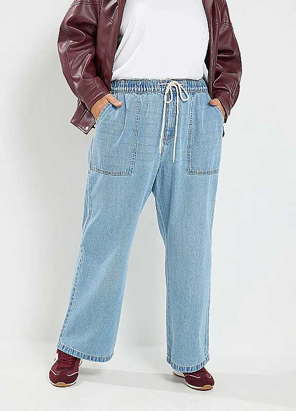 Yours Women's Tie Waist Jeans in Light Blue | Size: 16S - Image 6