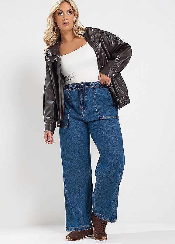 Yours Women's Indigo Tie Waist Jeans In | Size: 20S - Image 6