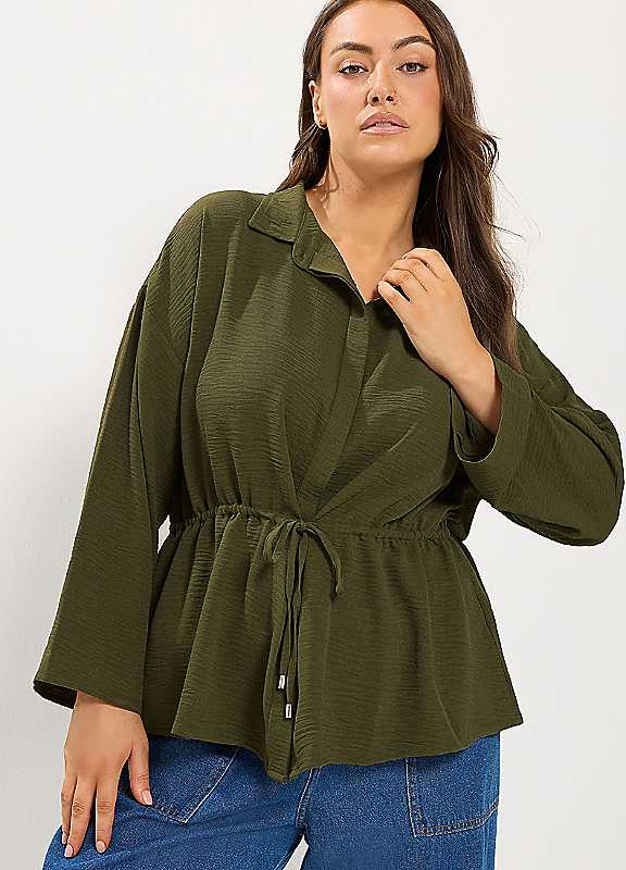 Yours Women's Green Tie Waist Utility Top In | Size: 26/28 - Image 3