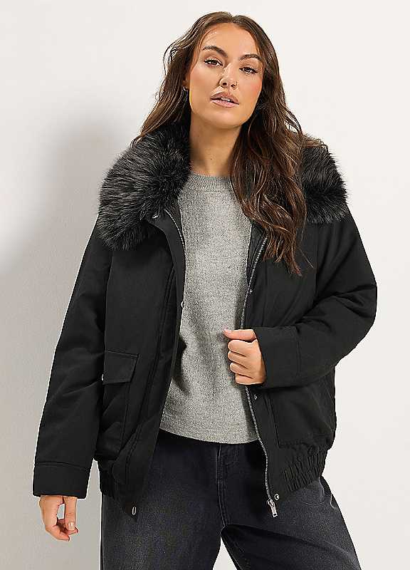 Yours Women's Black Curve Trim Bomber Jacket