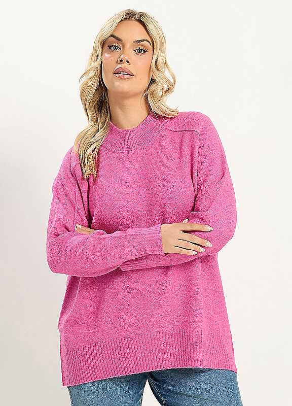 Yours Women's Pink Turtle Neck Jumper In Size 14-16 - Image 6
