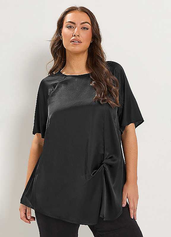 Yours Women's Black Twist Front Blouse In | Size: 30-32 - Image 6