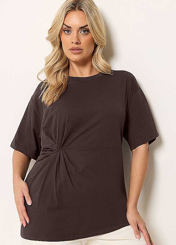 Yours Women's Chocolate Twist Front T-Shirt In | Size: 26/28 - Image 6