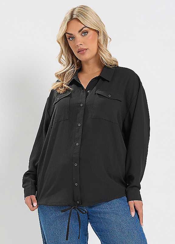 Yours Women's Black Utility Long Sleeve Shirt In | Size: 14 - Image 6