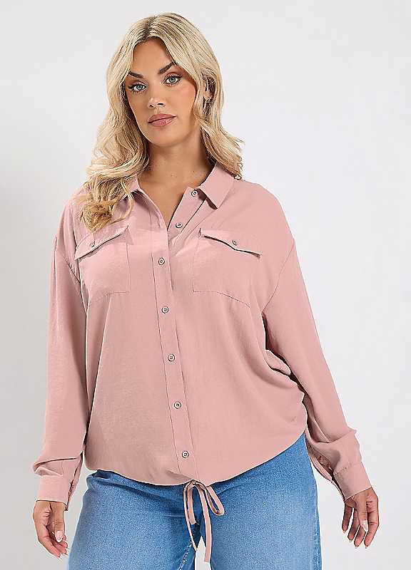 Yours Women's Pink Utility Long Sleeve Shirt In | Size: 20 - Image 7