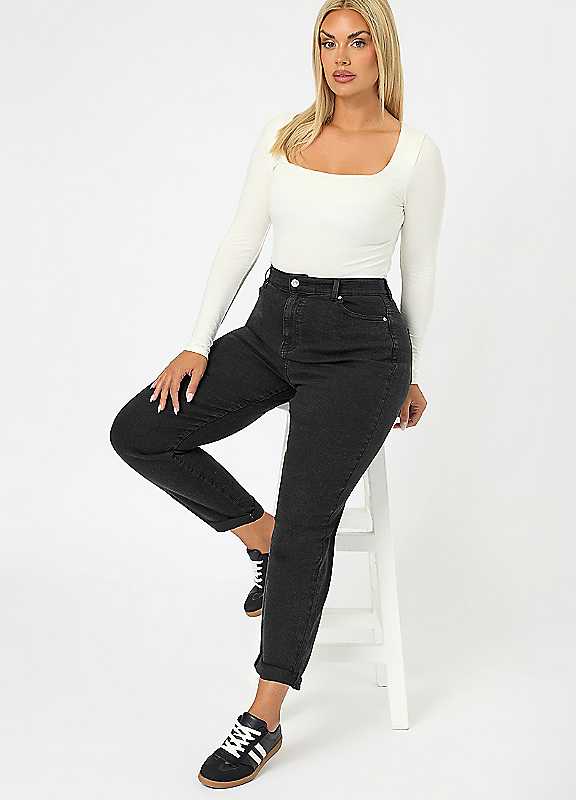 Yours Women's Black Wash Denim Boyfriend Jeans In | : Size 22 - Image 7
