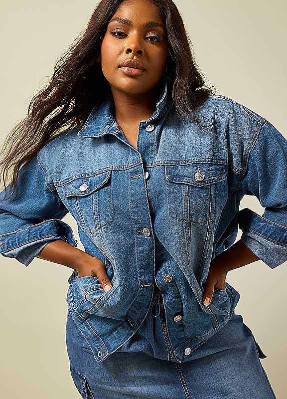 Yours Women's Mid Blue Washed Oversized Denim Jacket In Size 20 - Image 8