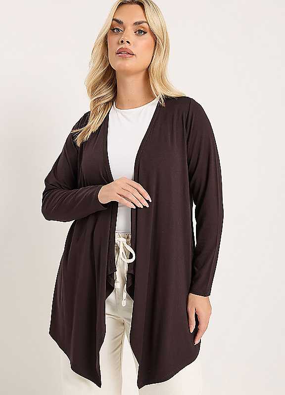 Yours Women's Chocolate Waterfall Jersey Cardigan Sweater In | : 30/32 - Image 8