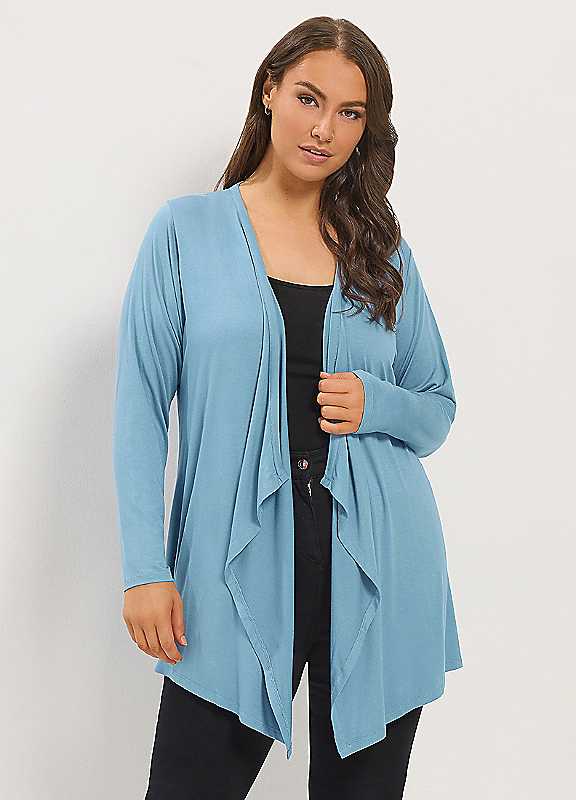 Yours Women's Blue Waterfall Cardigan In Size 22-24 - Image 6