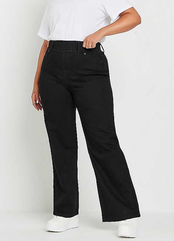 Yours Women's Black Wide Leg Jeggings In | : Size 24 - Image 7