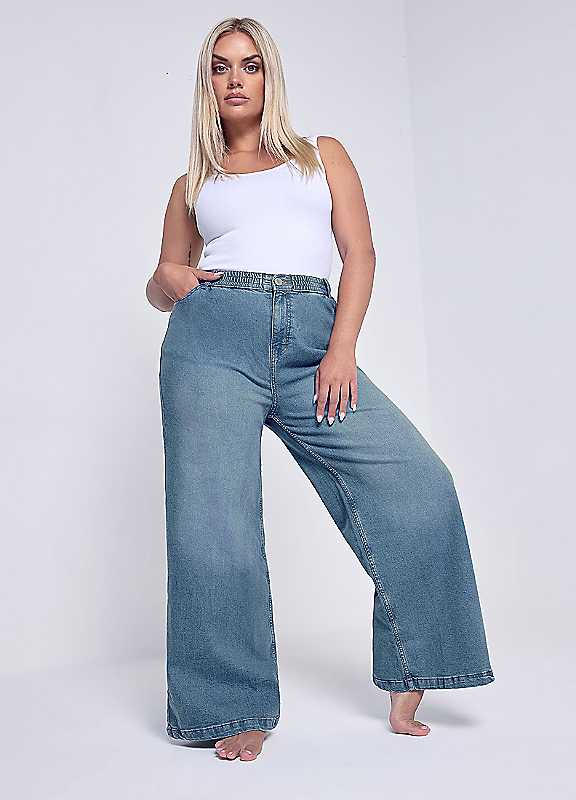 Yours Curve Wide Leg Slouchy Denim Jeans - Women's - Plus Size Curve - Image 7