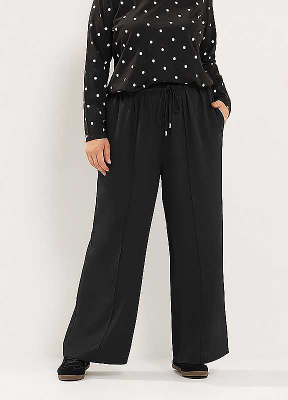 Yours Women's Stretch Wide Leg Trousers in Black | Size: 16R - Image 6